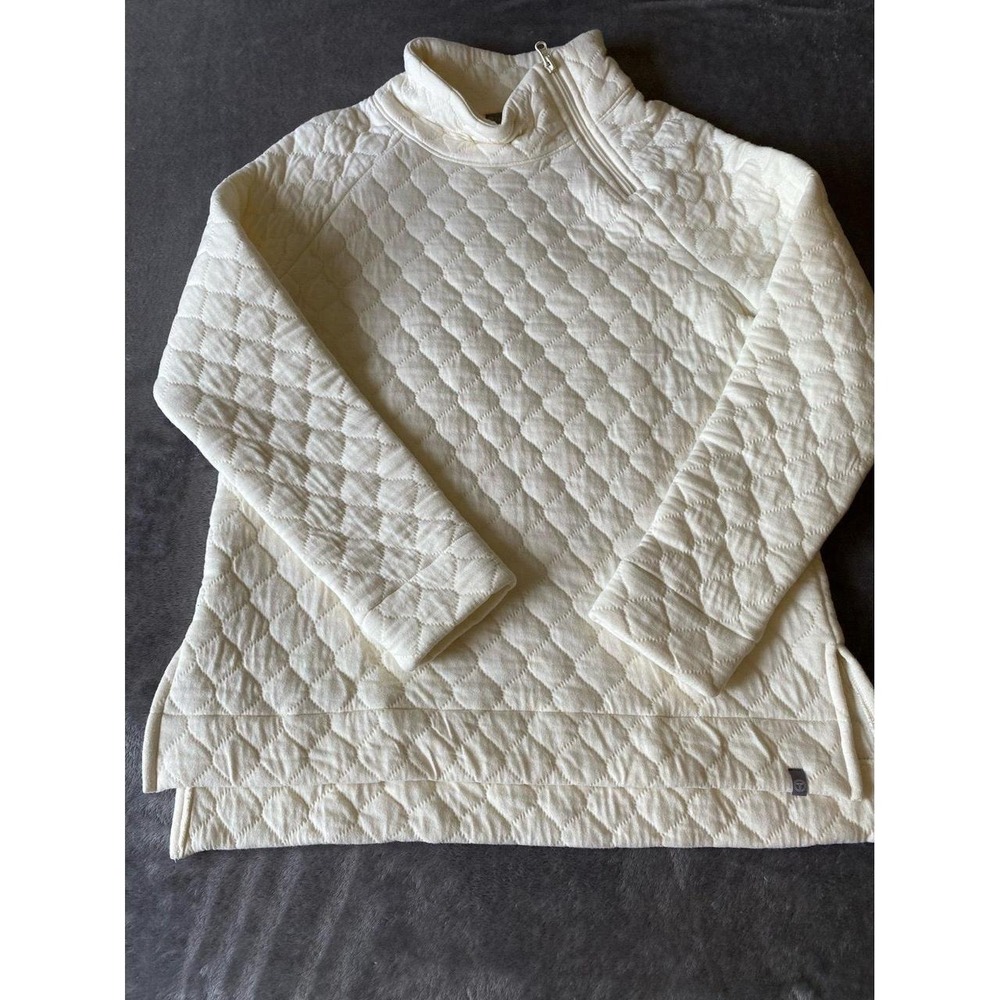 T By Talbots Top Asymmetrical Zip Quilt Pullover Small P sku5